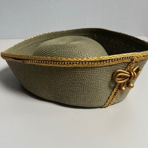 HAT. Whimsical hat with gold accent. Sz 8 vintage